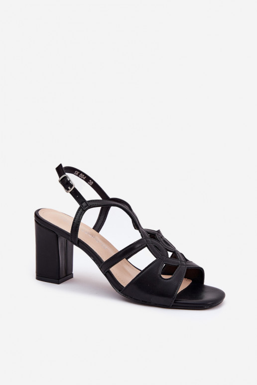 Feminin Sandalen mit hohen Absätzen Aufzeichnen Sergio Leone SK884 schZuarze Farbe