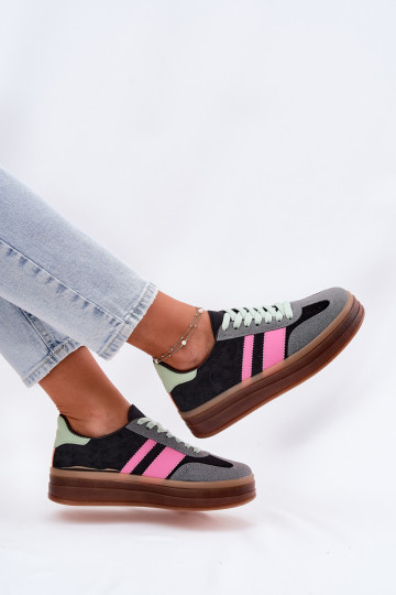 Niedrig Sneakers Stilvollllschuhe mit einer Plattform schZuarze Farbe Ovivene