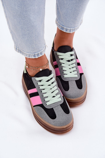 Niedrig Sneakers Stilvollllschuhe mit einer Plattform schZuarze Farbe Ovivene 2