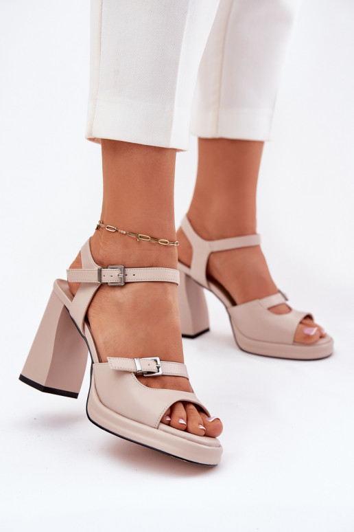 Haut Damen-Sandalen mit hohen Absätzen Vinceza 77110 Beige