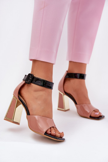 Lackierte Damen Sandalen mit Absätzen, Vinceza 20266, rosa