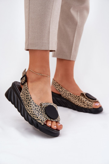 Sandalen Z Ermöglichtturalnej Skóry Auf einem Keil Artiker 56C2186 mit Leopardenfellmuster 2