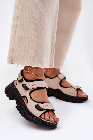 Damen Sandalen mit Klettverschluss, Artiker 56C0471, sandfarben