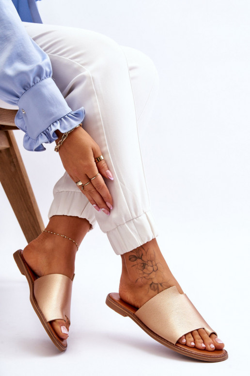 Feminin Lederhausschuhe Hausschuhe goldene Farbe Amite