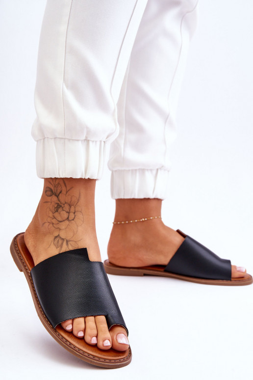 Feminin Lederhausschuhe Hausschuhe schZuarze Farbe Amite