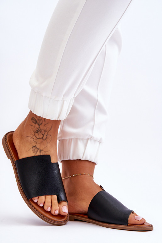 Feminin Lederhausschuhe Hausschuhe schZuarze Farbe Amite