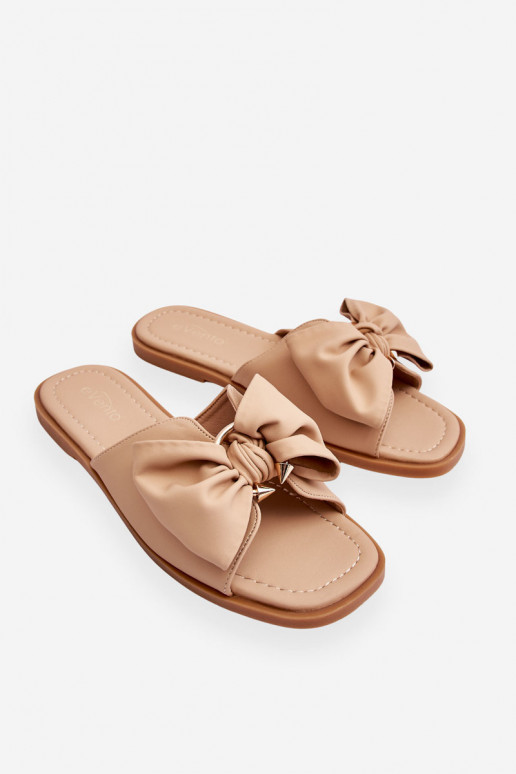 Feminin Lederhausschuhe mit Bändern Beige Becky Feminin Lederhausschuhe mit Bändern Beige Becky