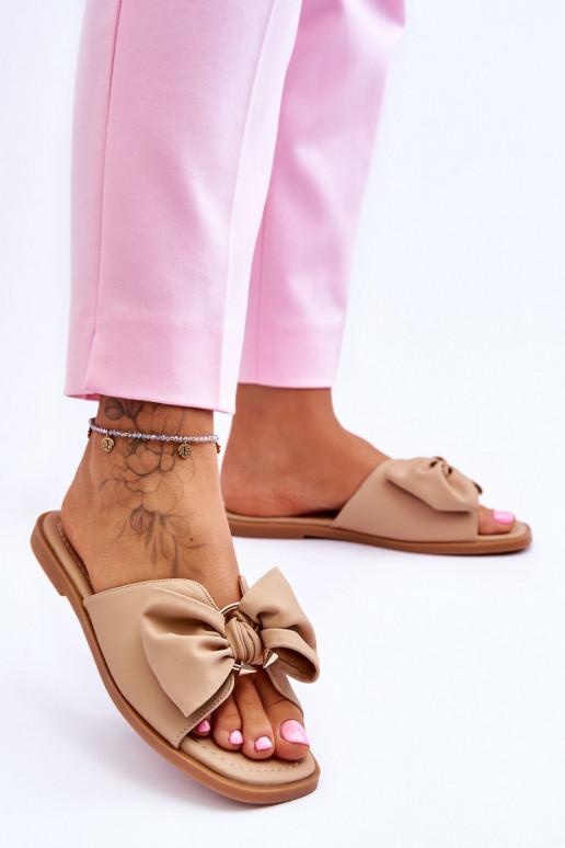 Feminin Lederhausschuhe mit Bändern Beige Becky Feminin Lederhausschuhe mit Bändern Beige Becky
