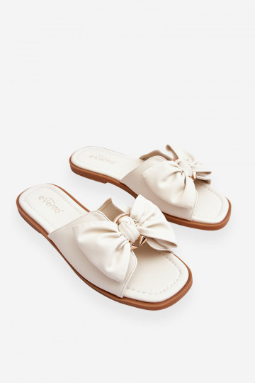 Damen Leder-Slipper mit Schleifen, weiß, „Becky"