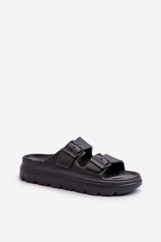 Damenhausschuhe mit Schaumstoff mit einer Plattform schZuarze Farbe Melorea