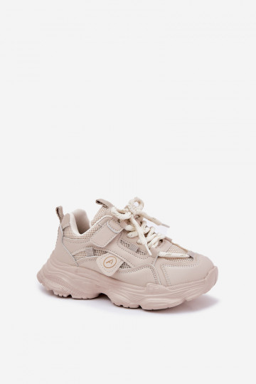 Sneakers Stilvollllschuhe Kindisch mit einer Plattform Beige Hanomess