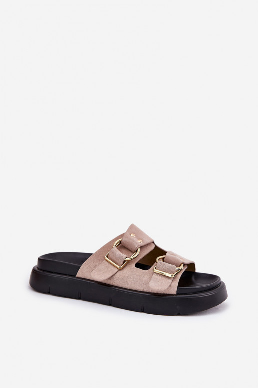 INildleder-Hausschuhe für Damen Mit Dekorationeni mit Schnallenmi Big Star RR274659 Hellrosa Farbton