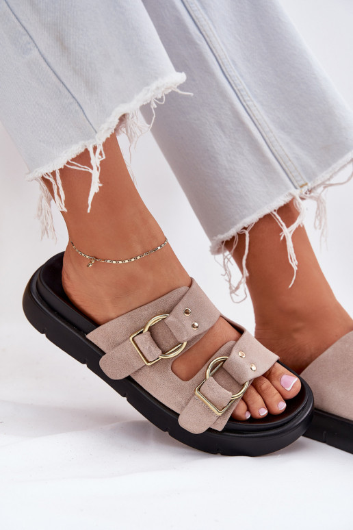 INildleder-Hausschuhe für Damen Mit Dekorationeni mit Schnallenmi Big Star RR274659 Hellrosa Farbton