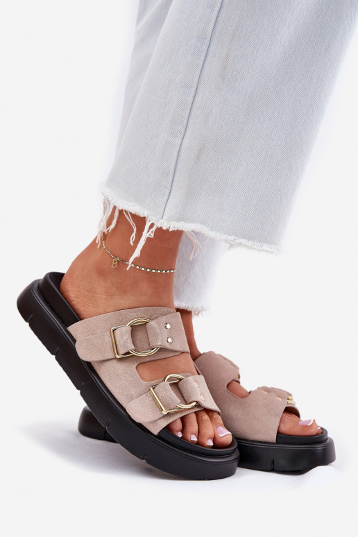 INildleder-Hausschuhe für Damen Mit Dekorationeni mit Schnallenmi Big Star RR274659 Hellrosa Farbton