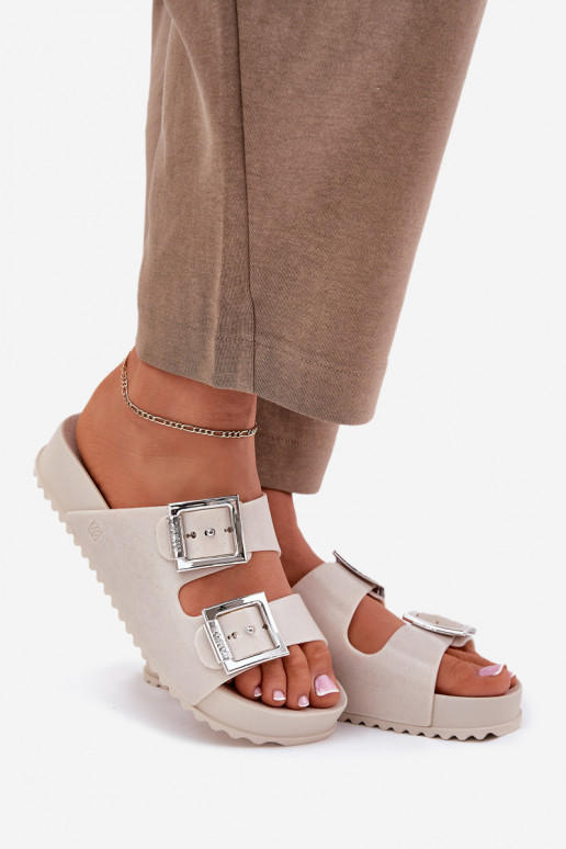 Duftend Damenhausschuhe mit Schnallen Und Glitzer ZAXY RR285056 Beige