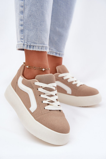 Sneakers Stilvollllschuhe Feminin mit einer Plattform Khaki-Farbe Tellnira
