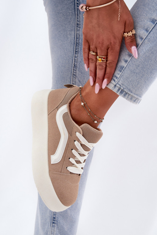 Sneakers Stilvollllschuhe Feminin mit einer Plattform Khaki-Farbe Tellnira