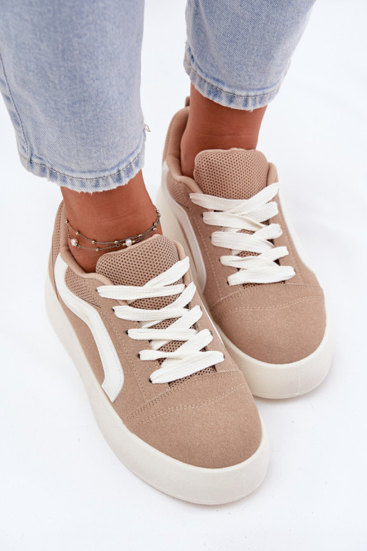 Sneakers Stilvollllschuhe Feminin mit einer Plattform Khaki-Farbe Tellnira