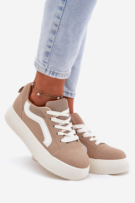 Sneakers Stilvollllschuhe Feminin mit einer Plattform Khaki-Farbe Tellnira