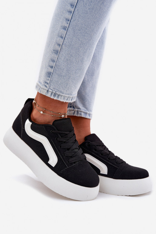 Sneakers Stilvollllschuhe Feminin mit einer Plattform schZuarze Farbe Tellnira