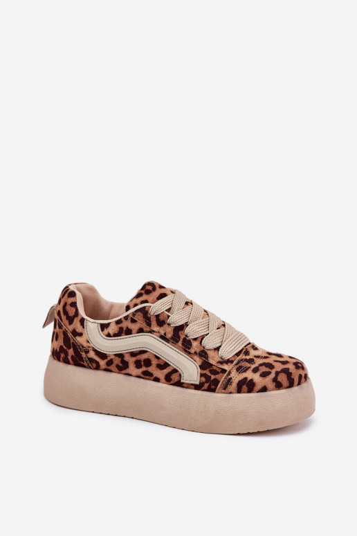 Sneakers Stilvollllschuhe Feminin mit einer Plattform mit Leopardenfellmuster Tellnira