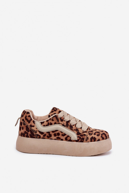 Sneakers Stilvollllschuhe Feminin mit einer Plattform mit Leopardenfellmuster Tellnira