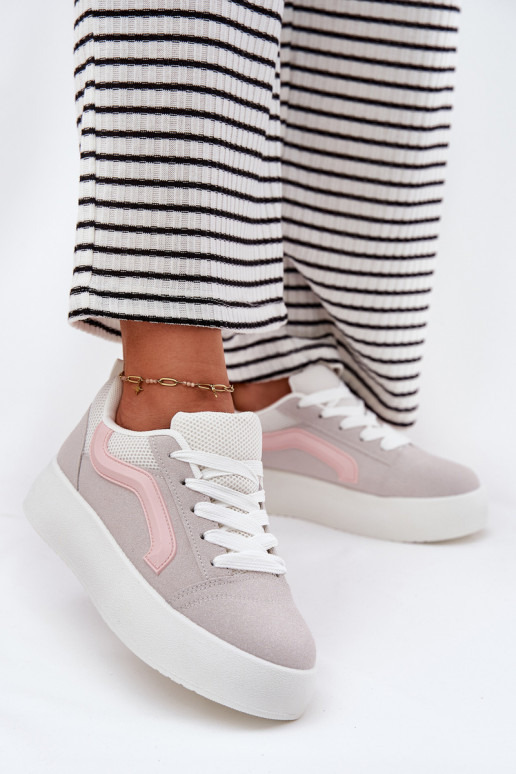 Sneakers Stilvollllschuhe Feminin mit einer Plattform graue Farbe Tellnira