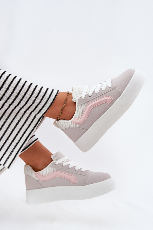 Sneakers Stilvollllschuhe Feminin mit einer Plattform graue Farbe Tellnira