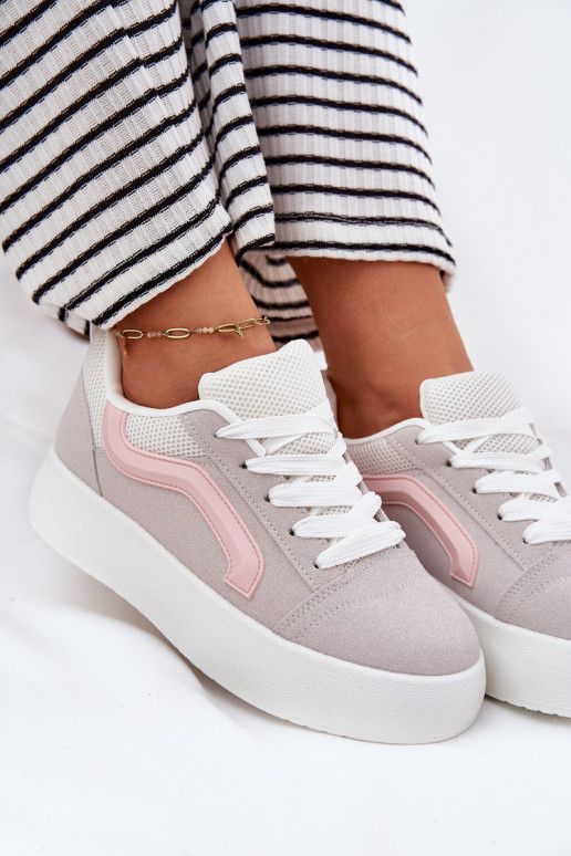 Sneakers Stilvollllschuhe Feminin mit einer Plattform graue Farbe Tellnira