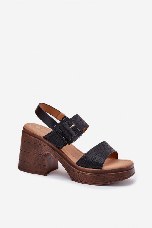 Damensandalen Auf massiven Absätzen und Plattform Vinceza 17387 schZuarze Farbe