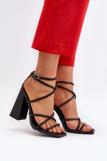 Modisch Sandalen mit hohen Absätzen schZuarze Farbe Josette 2