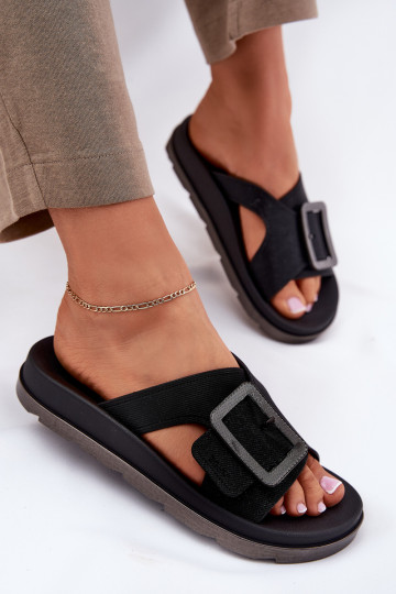 Duftend Damenhausschuhe dekorieren mit Schnallen ZAXY RR285078 schZuarze Farbe