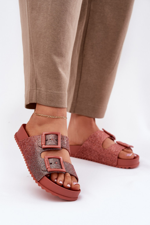 Duftend Damenhausschuhe mit Glanz I mit Schnallenmi ZAXY RR285025 pinke Farbe