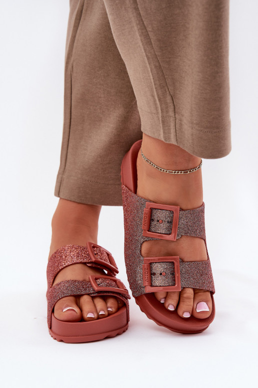 Duftend Damenhausschuhe mit Glanz I mit Schnallenmi ZAXY RR285025 pinke Farbe