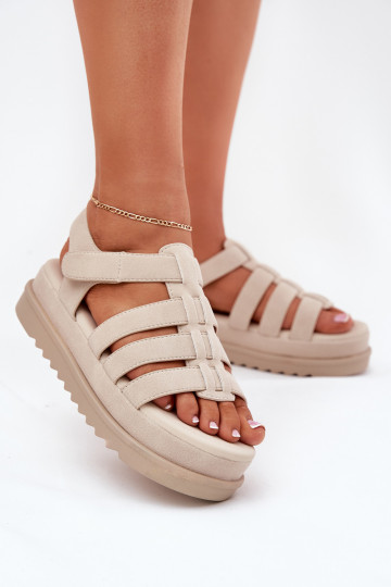 Sandfarbene Damen-Schuhe mit Plattform aus Kunstwildleder, „Filisenia" 2