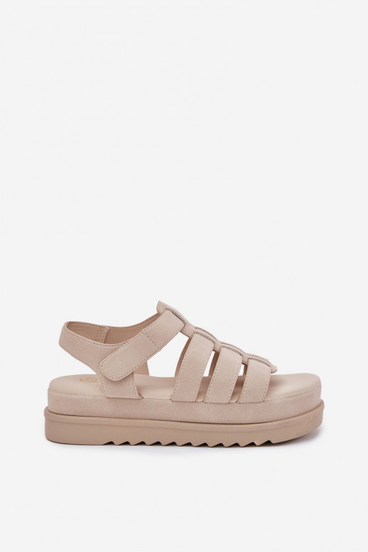 Damensandalen mit einer Plattform aus Öko-INildlederoZue Beige Filisenia