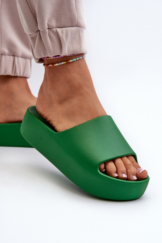 Feminin Hausschuhe Auf dicker Sohle grüne Farbe Oreithano