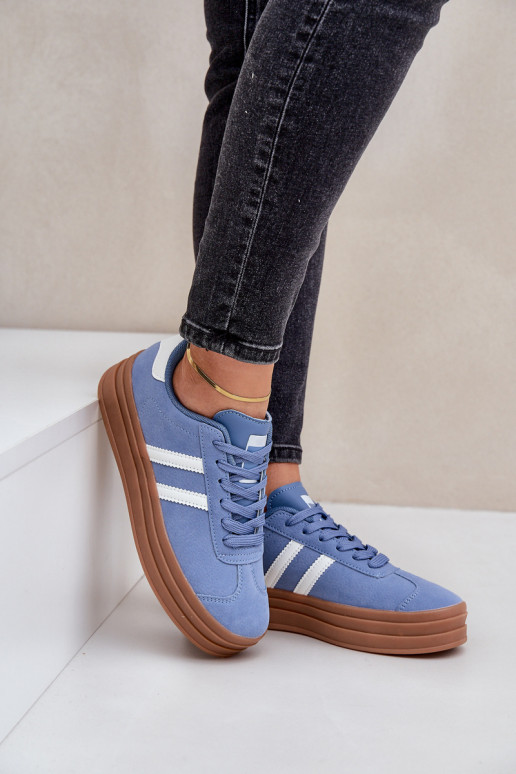 Sneakers Stilvollllschuhe Feminin mit einer Plattform blaue Farbe Egelia