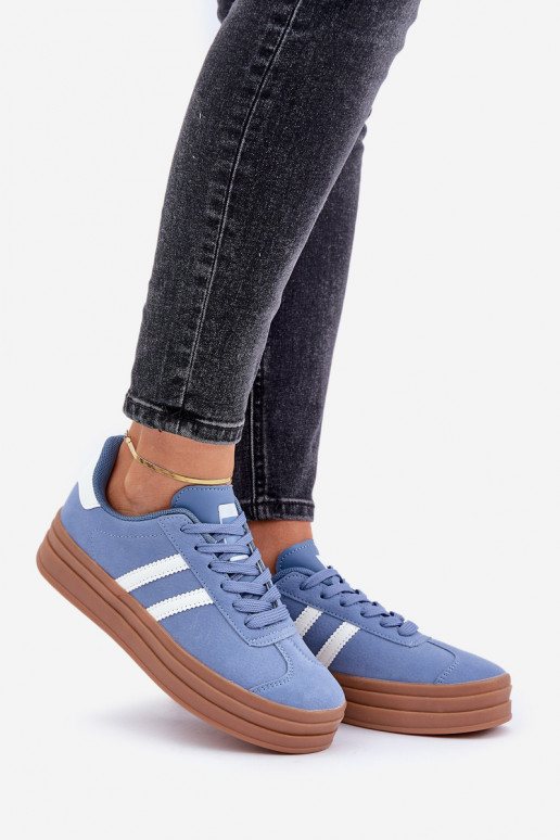 Sneakers Stilvollllschuhe Feminin mit einer Plattform blaue Farbe Egelia