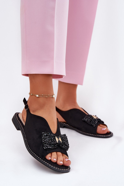 Damensandalen mit Bändern mit breiten Absätzen S.Barski KV51-014 schZuarze Farbe Damensandalen mit Bändern mit breiten Absätzen S.Barski KV51-014 schZuarze Farbe