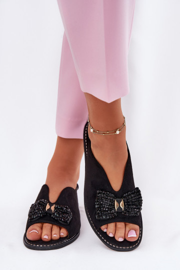 Damensandalen mit Bändern mit breiten Absätzen S.Barski KV51-014 schZuarze Farbe 2