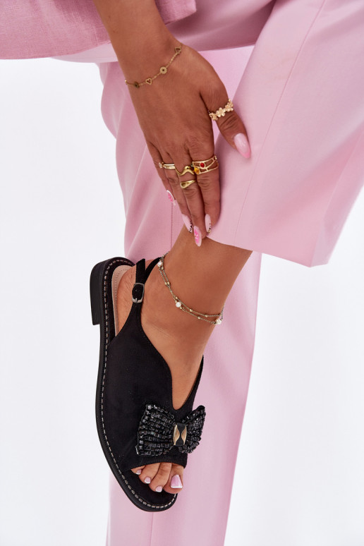 Damensandalen mit Bändern mit breiten Absätzen S.Barski KV51-014 schZuarze Farbe Damensandalen mit Bändern mit breiten Absätzen S.Barski KV51-014 schZuarze Farbe