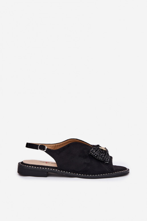 Damensandalen mit Bändern mit breiten Absätzen S.Barski KV51-014 schZuarze Farbe Damensandalen mit Bändern mit breiten Absätzen S.Barski KV51-014 schZuarze Farbe