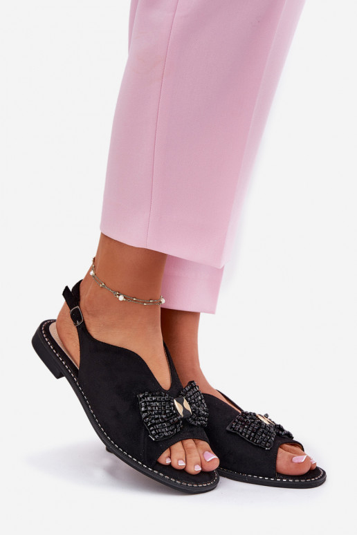 Damensandalen mit Bändern mit breiten Absätzen S.Barski KV51-014 schZuarze Farbe Damensandalen mit Bändern mit breiten Absätzen S.Barski KV51-014 schZuarze Farbe