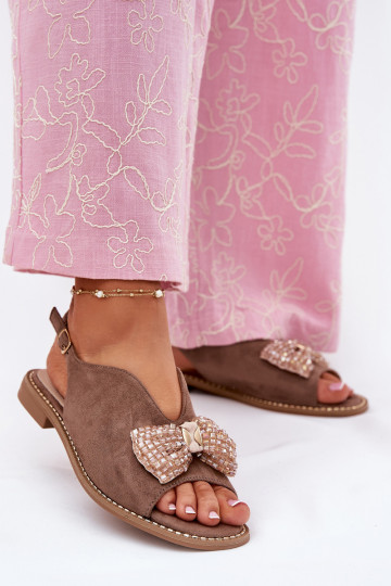 Damensandalen mit Bändern mit breiten Absätzen S.Barski KV51-014 Beige