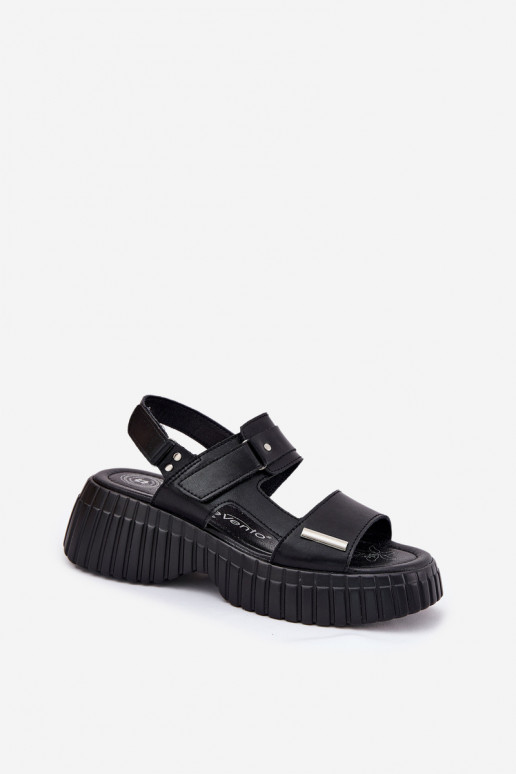 Damensandalen Feminin mit einer Plattform schZuarze Farbe Mertella Damensandalen Feminin mit einer Plattform schZuarze Farbe Mertella