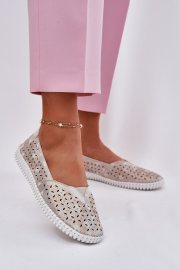 Durchbrochenes INildleder Schuhe Feminin Gold-graue Farbe Chulieta 2