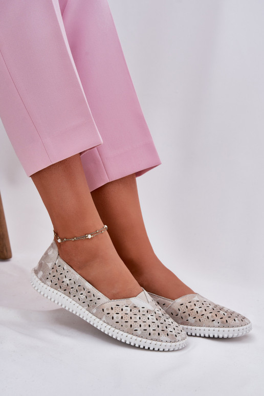 Durchbrochenes INildleder Schuhe Feminin Gold-graue Farbe Chulieta