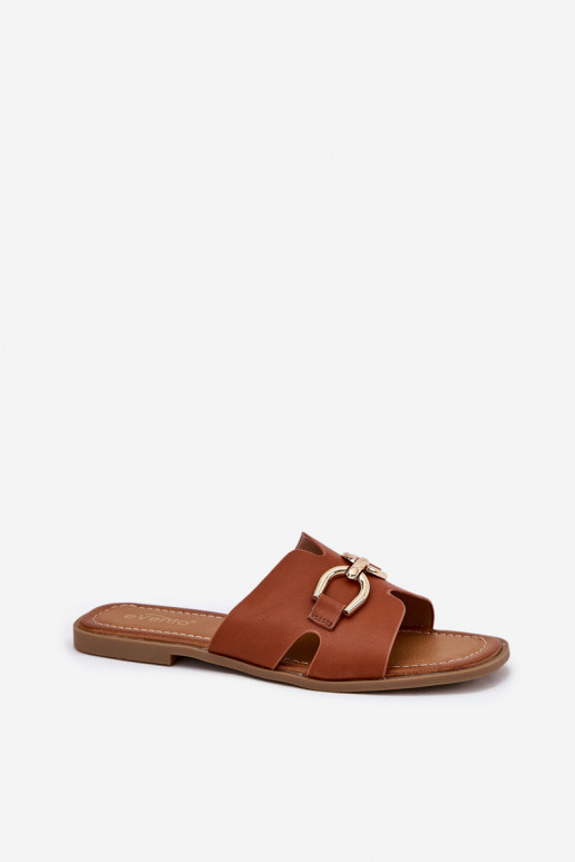 Hausschuhe FrauenZuohnung Mit Dekorationen Detalem braune Farbe Amiresna