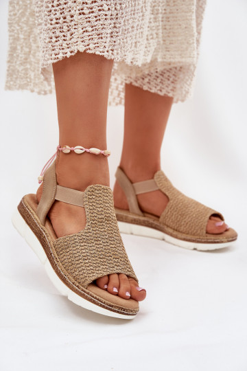 Damensandalen Mit Zopf Beige-goldene Farbe Jelana 2